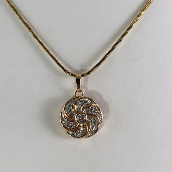 18k Gold Filled Cubic Zirconia Sun Burst Necklace - Picture 1 of 6